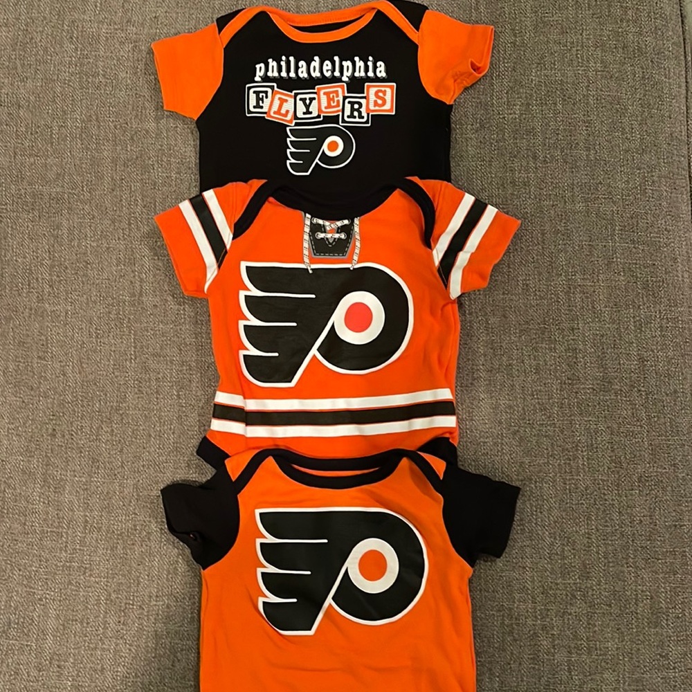 Philadelphia Flyers set of three baby onesies
